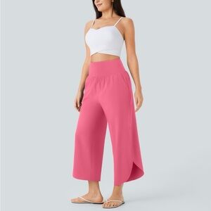 Halara Pink Breezeful High Waisted Lightweight Breathable Wide Leg Crop Pant NWT